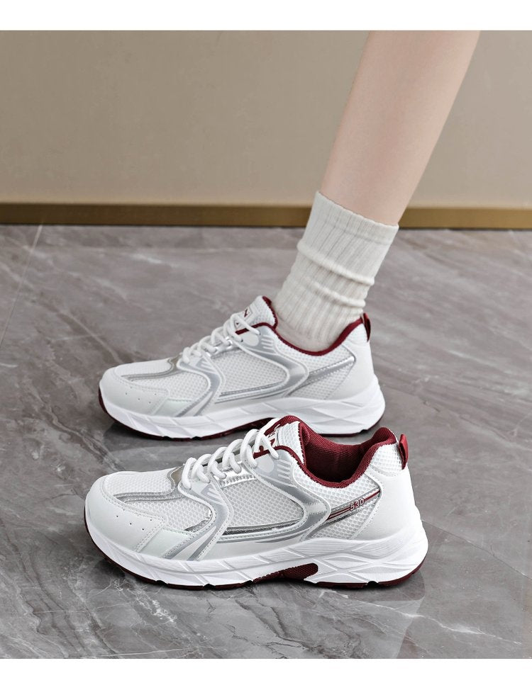 Women's Retro Color Block Chunky Sneakers, Breathable Mesh Casual Shoes