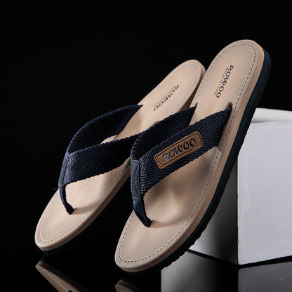 Mens Stylish Non-slip Fabric-strapped Beach Sandals For Outdoor Wear