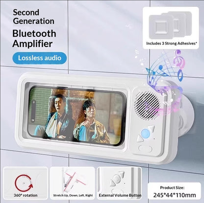Bathroom Waterproof Mobile Phone Box Bluetooth Speaker Audio Bath TV Stand Mobile Phone Holder 360 Degree Rotation Touch Screen
