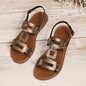Plus-size Belt-buckle Flat Hollow-out Sandals