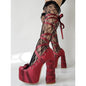 High-heeled Strappy Platform Chunky-heel Plus-size Womens Pumps