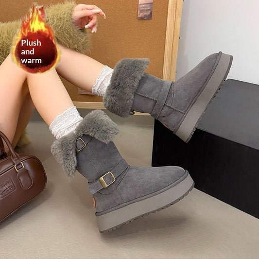 Women's Fashionable Padded Mid-Calf Cotton Boots
