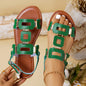 Plus-size Belt-buckle Flat Hollow-out Sandals