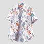 Men's Short-Sleeve Beach Casual Printed Shirt Jacket