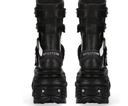 Female Punk Platform Studded Motorcycle Boots
