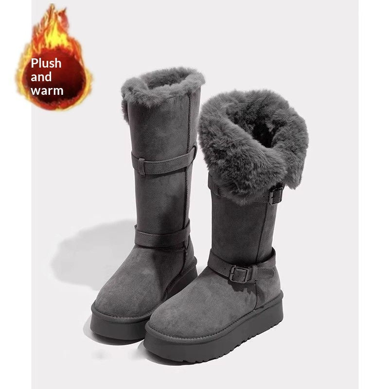 Women's Fashionable Padded Mid-Calf Cotton Boots