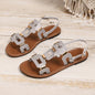 Plus-size Belt-buckle Flat Hollow-out Sandals