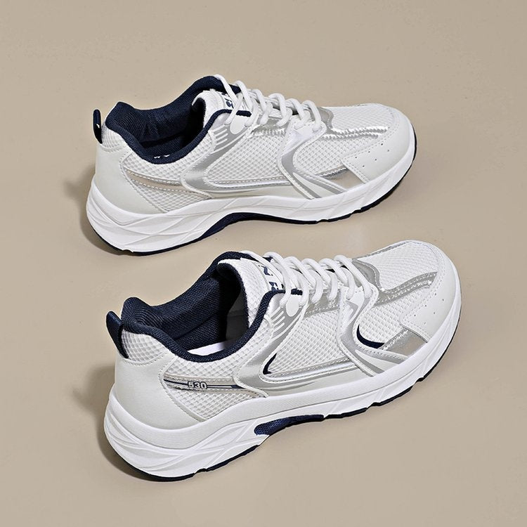 Women's Retro Color Block Chunky Sneakers, Breathable Mesh Casual Shoes