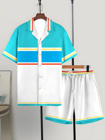 Printed Trendy Loose Short-Sleeve Shirt And Shorts Mens Set
