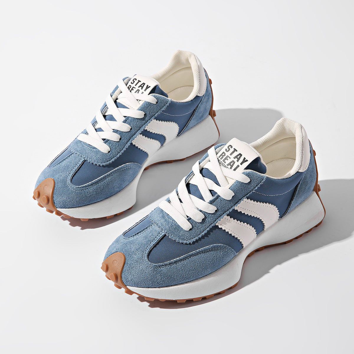Stripe Lace-up Sneakers Women's Thick Bottom Casual Shoes Breathable Sports Shoes