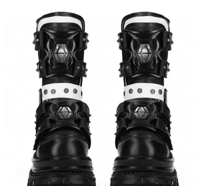 Female Punk Platform Studded Motorcycle Boots