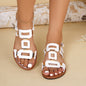 Plus-size Belt-buckle Flat Hollow-out Sandals
