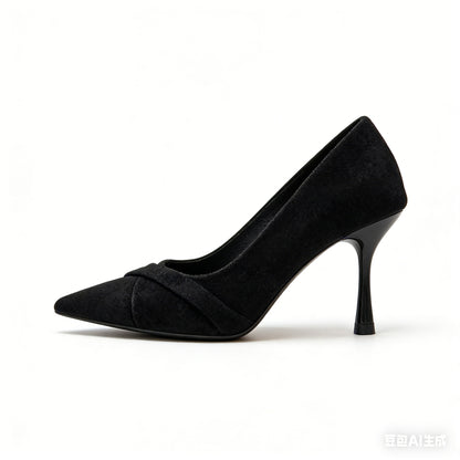 2025 Fall New French Retro Suede Pointed-Toe Stiletto Pumps For Women
