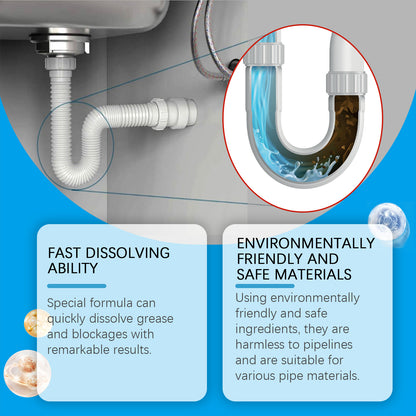 Pipe Unclogging Effervescent Tablets Dissolved Toilet Floor Drain Kitchen Sewer Blocked