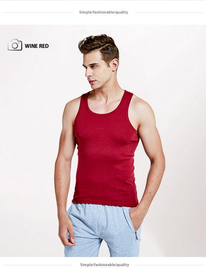 Men's Vest Cotton Slim Fit Sports Bottoming Shirt Breathable Stretch Underwear