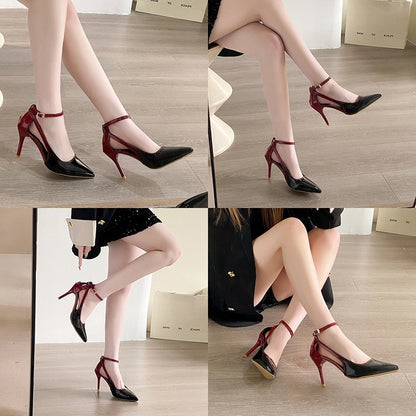 Sexy Side Cutout Ankle Strap Stiletto Heels For Party & Office
