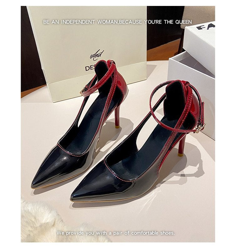 Sexy Side Cutout Ankle Strap Stiletto Heels For Party & Office