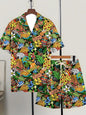 Printed Trendy Loose Short-Sleeve Shirt And Shorts Mens Set