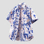 Men's Short-Sleeve Beach Casual Printed Shirt Jacket