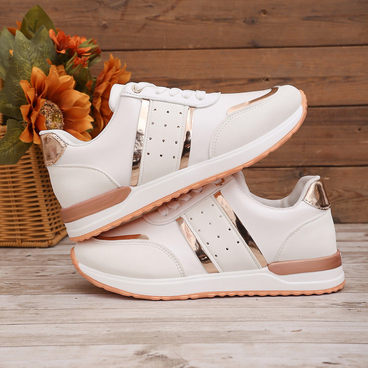 Color Matching Round Head Lace-up Daddy Shoes And Girls