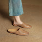 Womens Full-Grain Leather Closed-Toe Half Slippers