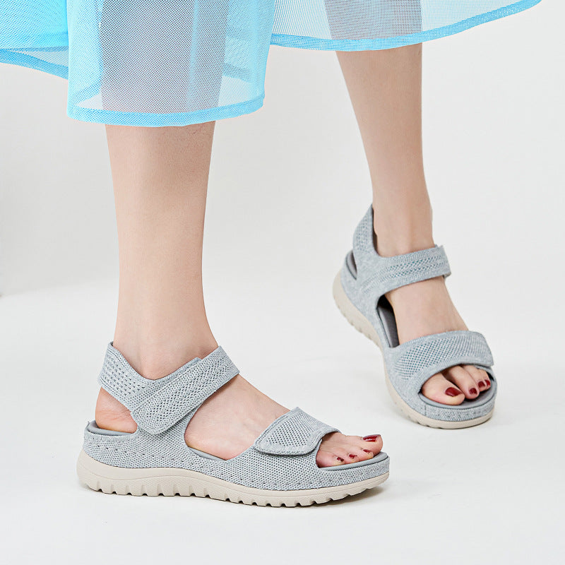 Velcro-cutout Thick-soled Women's Beach Sandals